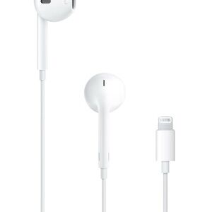 Apple Iphone White Earbuds with Blue Case lightning